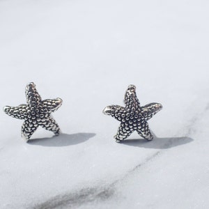 Silver Starfish Earrings, Starfish Studs, Sea Star Stud Earrings, Beach Stud Earrings, Silver Sea Star, Second Hole Studs, Small Starfish image 8