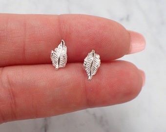 Leaf Earrings, Plant Studs, Silver Plant Stud Earrings, Tropical Leaf Earrings, Plant Jewelry, Tropical Plant Earrings, Plant Lover Gift