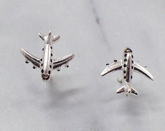 Silver Airplane Earrings, Airplane Travel Gift, Cute Airplane, Flight Attendant Gift, Pilot Wife Gift, Earrings for Second Hole, Travel Gift