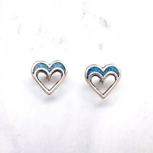Blue Turquoise Heart Stud Earrings, Turquoise Stud Earrings, Heart Earrings for Her, Valentines Day Earrings, Small Valentines Gift for Her