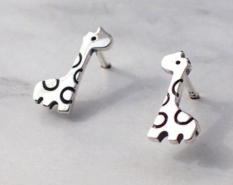 Orecchini a bottone giraffa in argento 925 mini accessori vintage regalo Africa amore design orecchini a bottone per donne ragazze - Italia