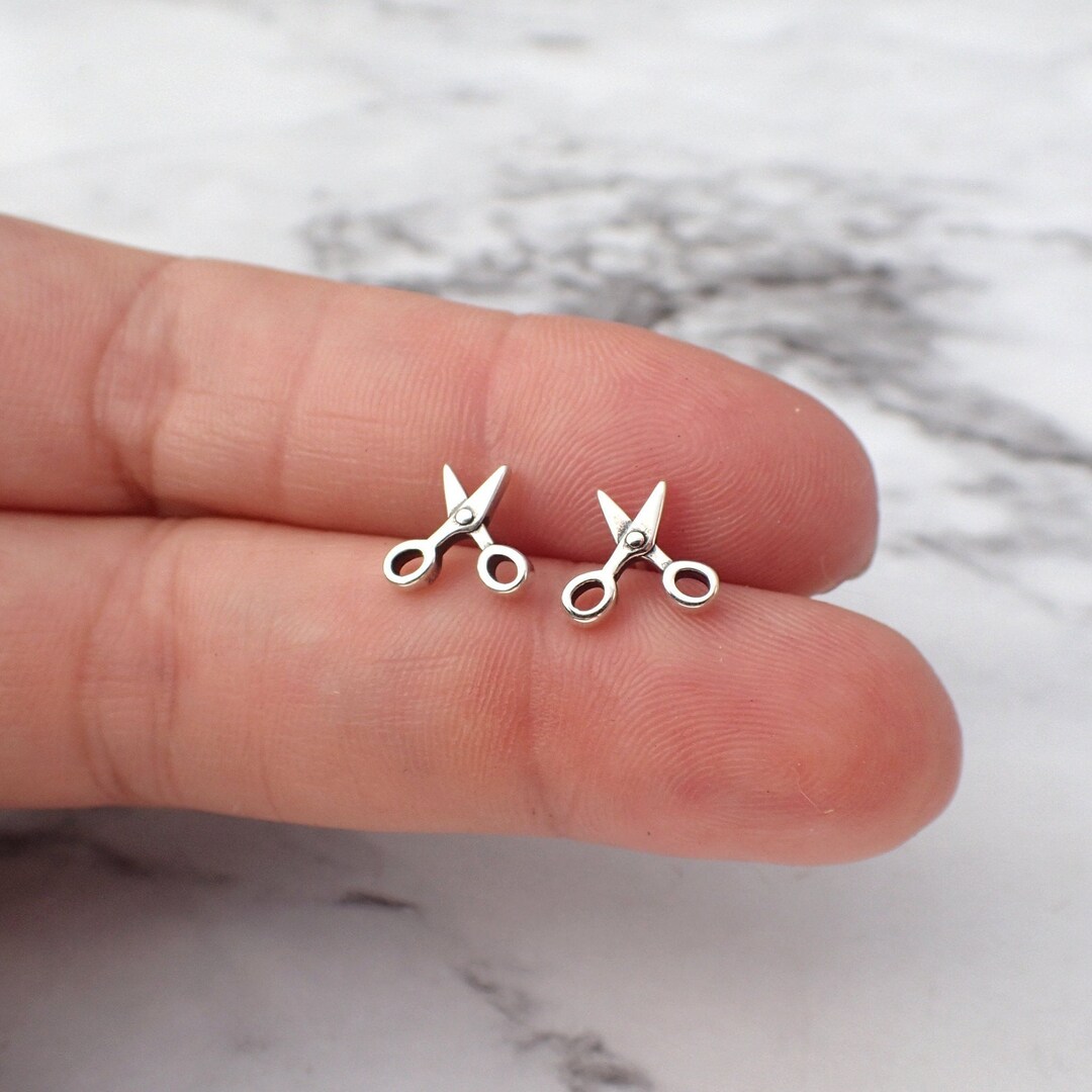 Scissor Earrings Silver Scissor Studs Tiny Scissor Studs Etsy