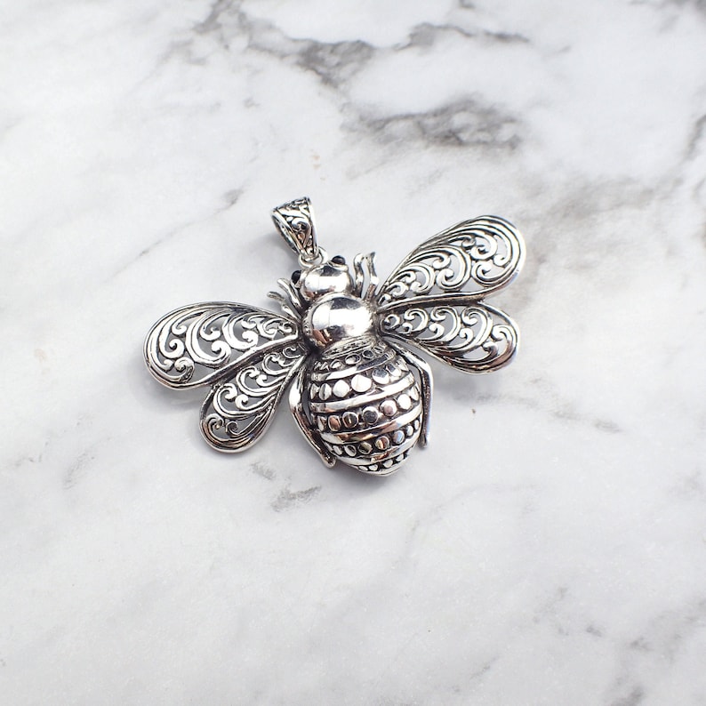 Bumble Bee Necklace Bee Keeper Gift Bee Jewelry Bee Solid Sterling Silver Pendant Honey Bee Necklace Bee Necklace