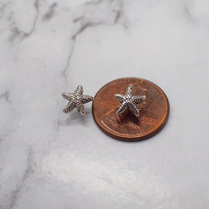 Silver Starfish Earrings, Starfish Studs, Sea Star Stud Earrings, Beach Stud Earrings, Silver Sea Star, Second Hole Studs, Small Starfish image 5