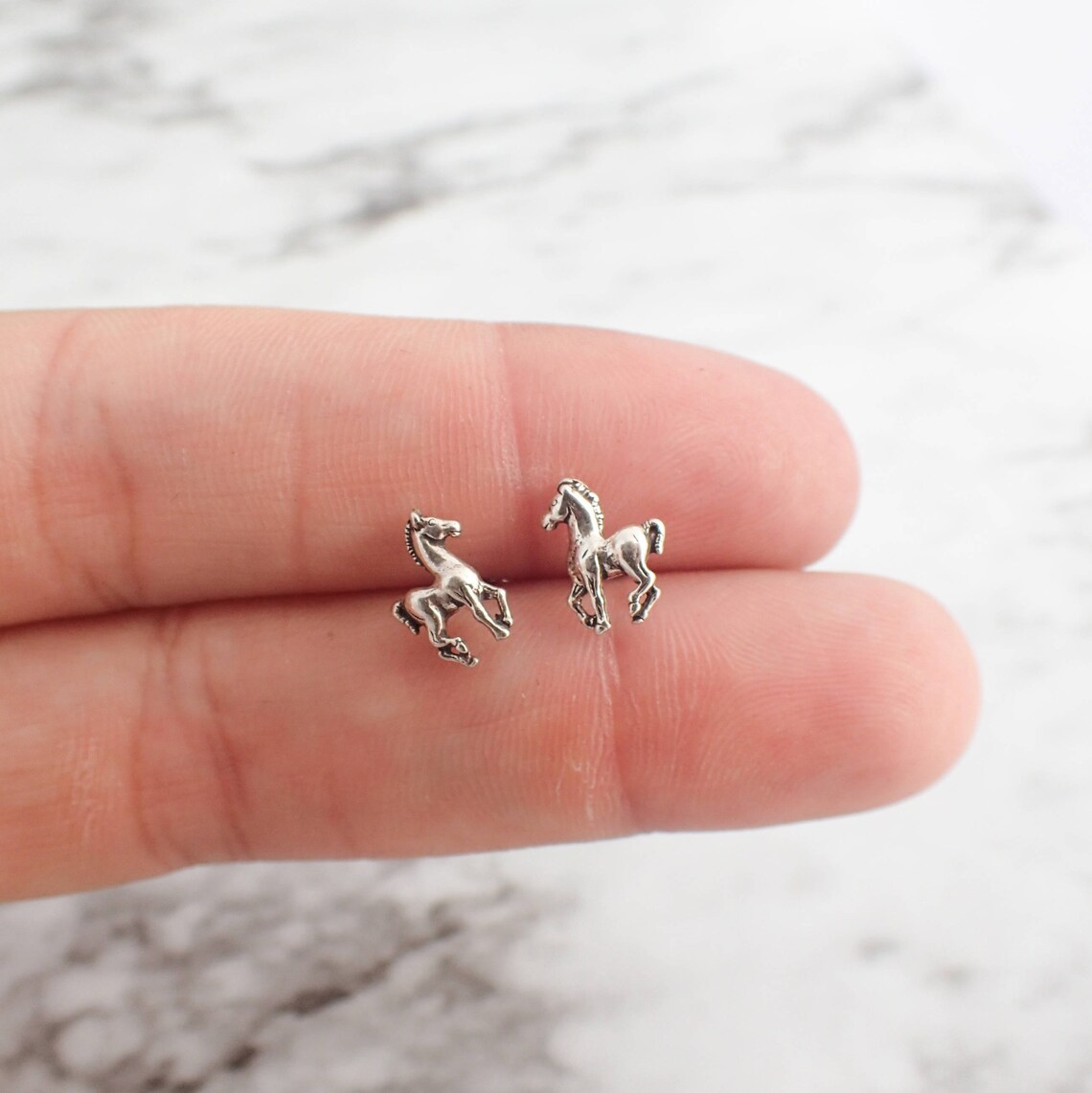 Silver Horse Earrings Horse Stud Earrings Sterling Silver Etsy