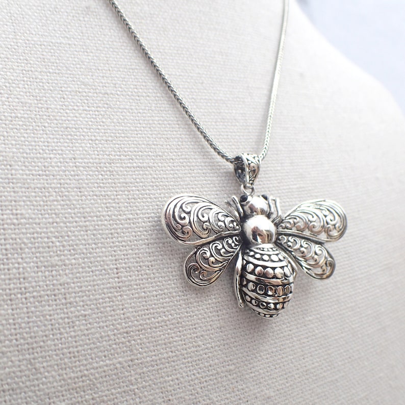 Bumble Bee Necklace Bee Keeper Gift Bee Jewelry Bee Solid Sterling Silver Pendant Honey Bee Necklace Bee Necklace