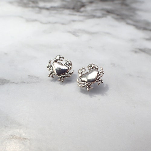 Crab Stud Earrings Sterling Silver Crab Earrings Tiny Crab Etsy