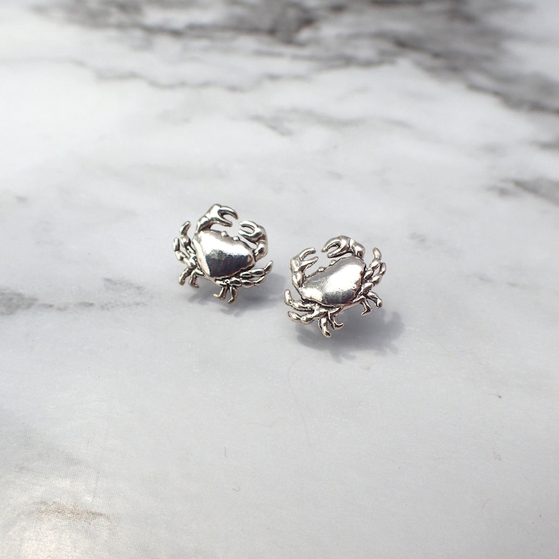 Crab Stud Earrings Sterling Silver Crab Earrings Tiny Crab Etsy