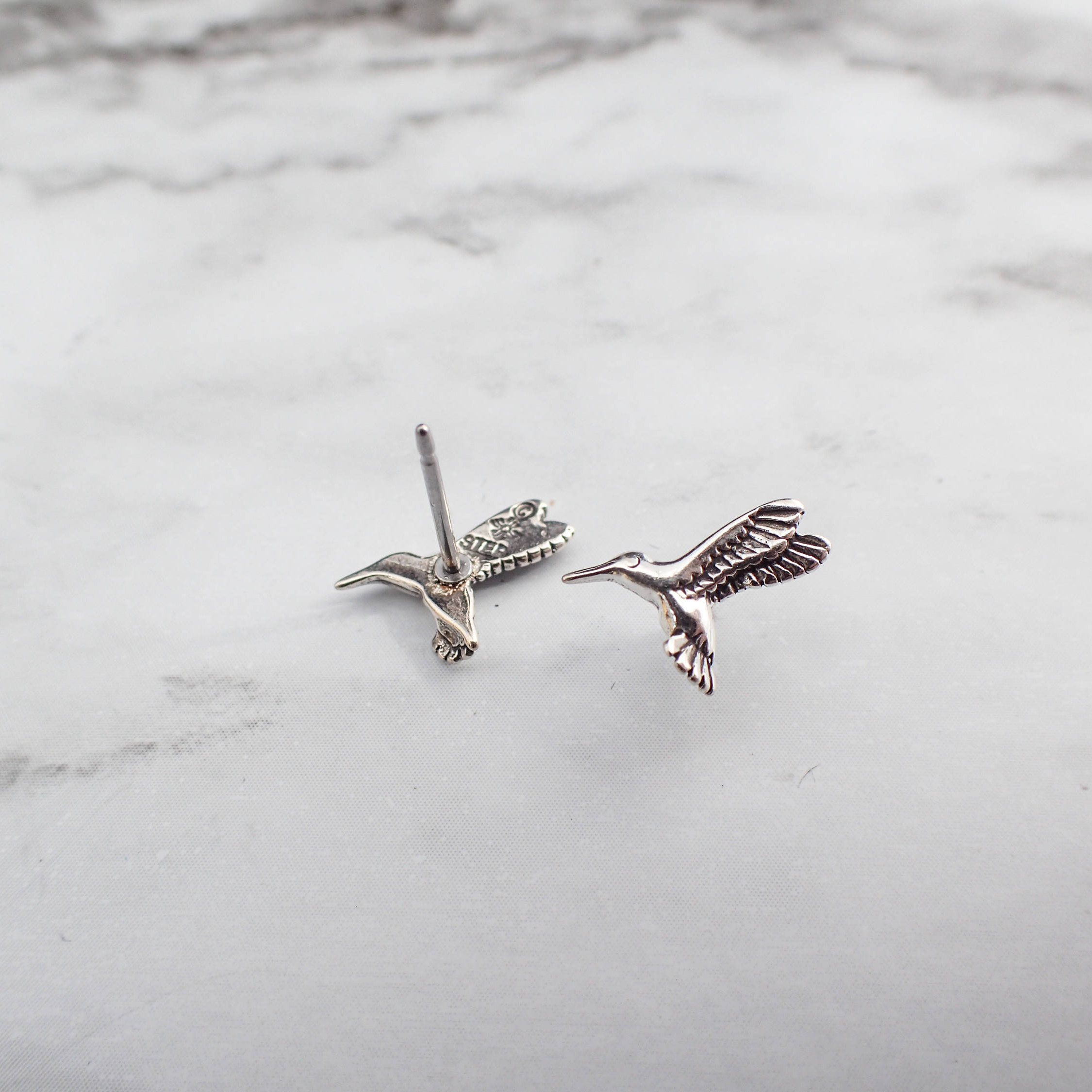 Hummingbird Earrings, Silver Hummingbird Studs, Tiny Hummingbird, Earrings for Kids, Gift for Teens, Hummingbird Jewelry, Bird Watching Gift