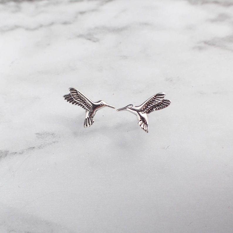 Hummingbird Earrings, Silver Hummingbird Studs, Tiny Hummingbird, Earrings for Kids, Gift for Teens, Hummingbird Jewelry, Bird Watching Gift