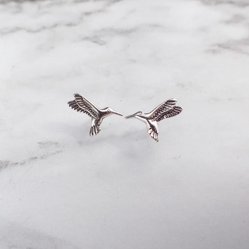 Hummingbird Earrings, Silver Hummingbird Studs, Tiny Hummingbird, Earrings for Kids, Gift for Teens, Hummingbird Jewelry, Bird Watching Gift