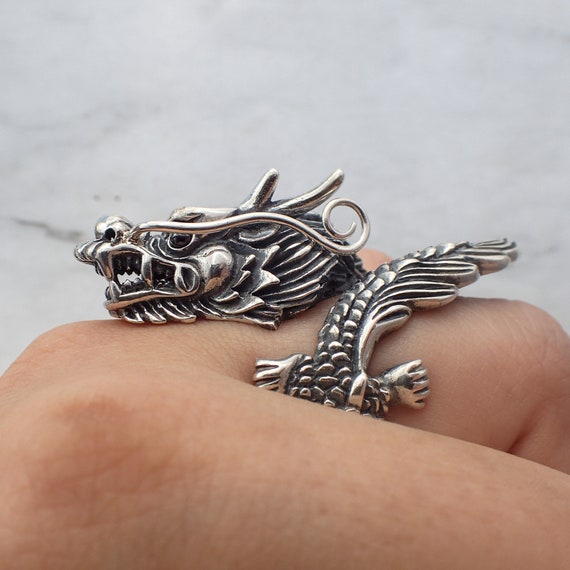 Dragon Head Ring Silver Dragon Ring Dragon Ring for Men - Etsy