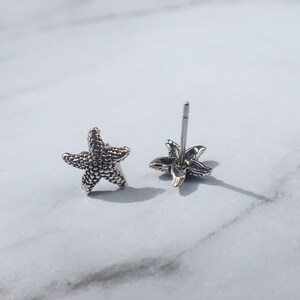 Silver Starfish Earrings, Starfish Studs, Sea Star Stud Earrings, Beach Stud Earrings, Silver Sea Star, Second Hole Studs, Small Starfish image 9
