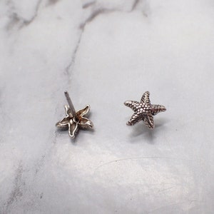 Silver Starfish Earrings, Starfish Studs, Sea Star Stud Earrings, Beach Stud Earrings, Silver Sea Star, Second Hole Studs, Small Starfish image 6