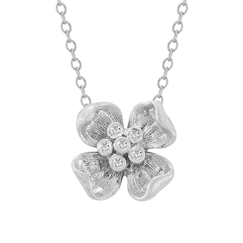 Gold Flower Necklace Diamond Flower Necklace Flower Etsy