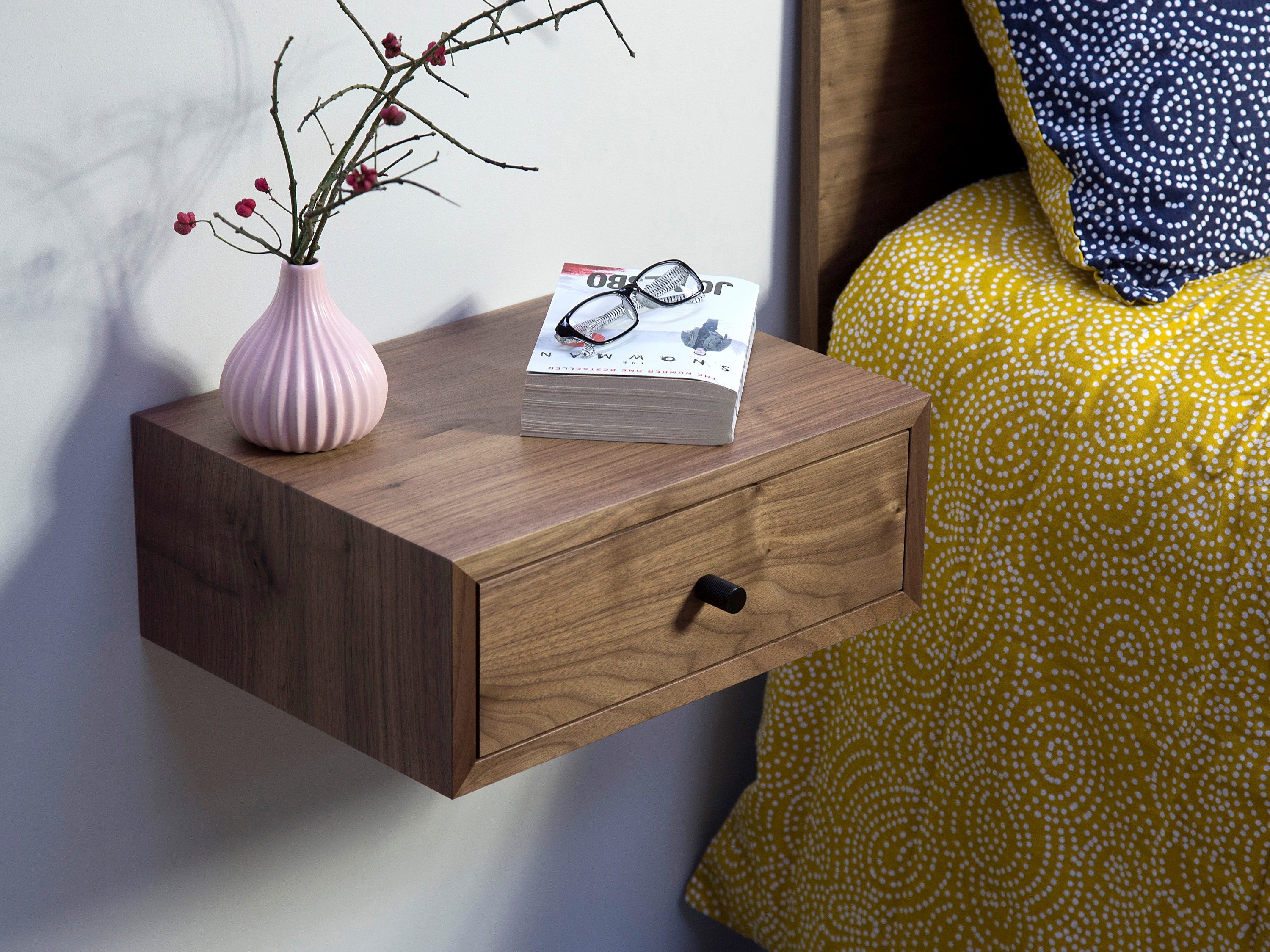 Floating Nightstand Bedside Table Midcentury Nightstand Etsy Canada