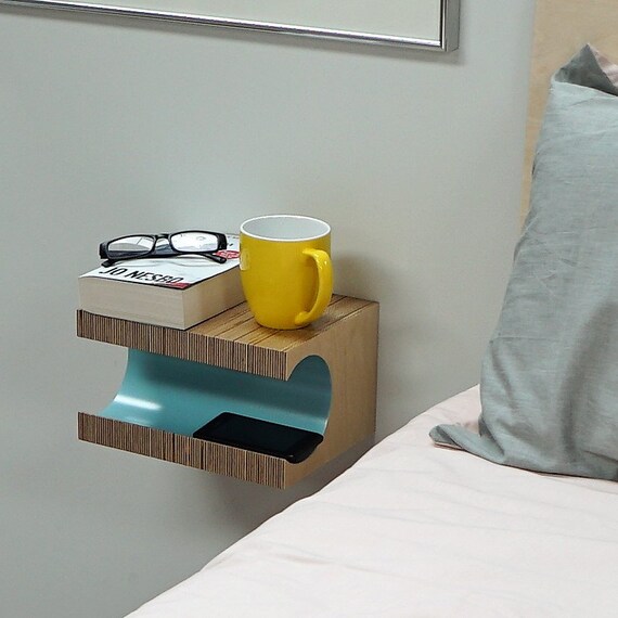 Mint Floating Nightstand Floating Shelf Bedside Table Nightstand Scandinavian Modern Nightstand Birch Plywood Shelf