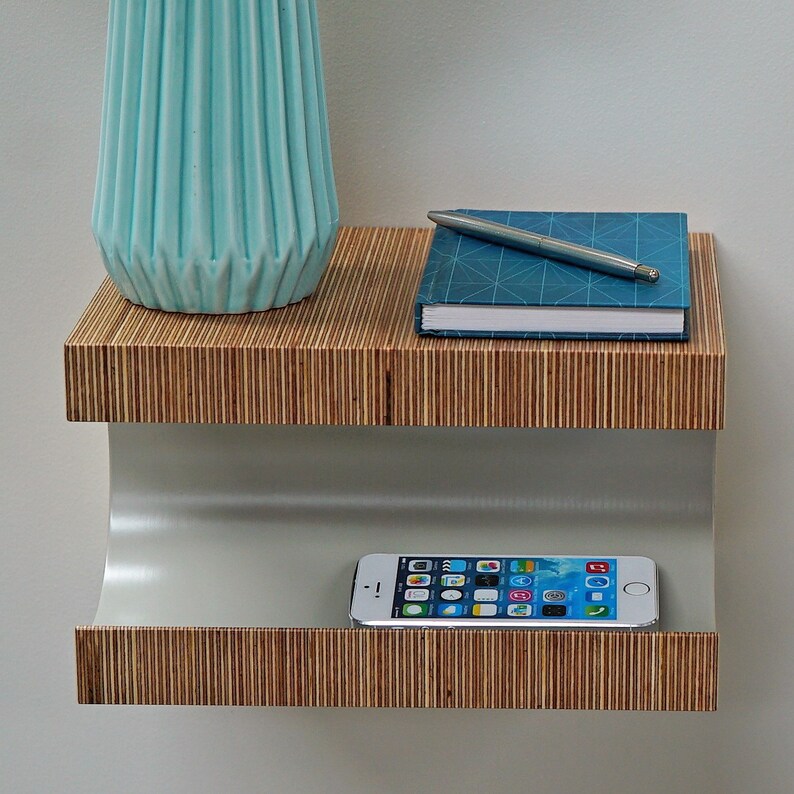 Bedside Organizer Plywood Floating Nightstand Wooden Shelf Etsy