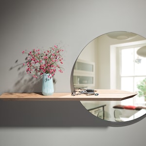 Floating entryway shelf, floating shelf, floating mirror, walnut shelf, oak shelf, floating console