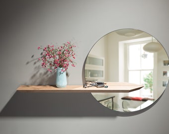 Floating entryway shelf, floating shelf, floating mirror, walnut shelf, oak shelf, floating console