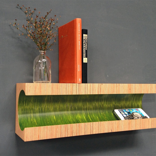 Green shelf/wood floating shelf/ bedside table/ modern shelf/ floating/nachttisch/nightstands/étagère flottante
