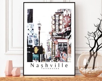 Nashville Druck, Poster, Nashville Wandkunst, Nashville Tennessee Druck, Nashville Fotografie, Nashville Geschenke, Tennessee Druck, Stadtstraße