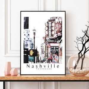 Impression de Nashville, affiche, art mural Nashville, impression Nashville Tennessee, photographie de Nashville, cadeaux Nashville, impression Tennessee, rue de la ville