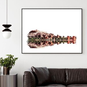 Ouarzazate Morocco Print, Moroccan Wall Art, Morocco Sketch, Boho Wall Art, Boho Home Decor, Landscape Print, Moroccan Landscape, Travel Art