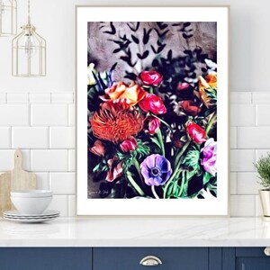 Bouquet Wall Art, Flower Bouquet Print, Floral Art Print, Bouquet Painting, Botanical Print, Garden Art, Garden Sketch, Flower Sketch, Art
