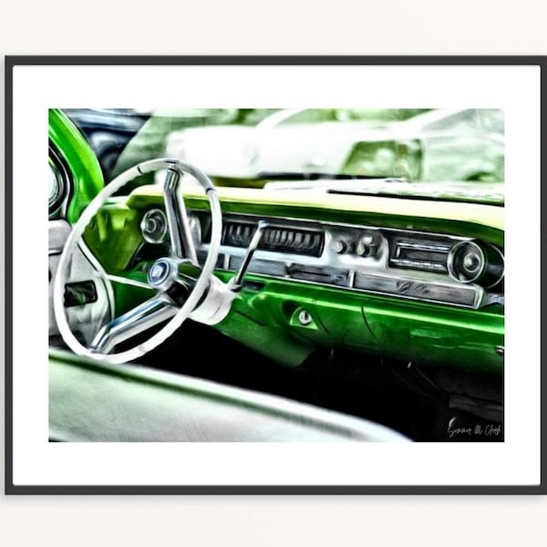 Vintage Car Wall Art, Vintage Car Print, Cadillac Photography, Green Cadillac, Cadillac Wall Art, Classic Car Wall Art, Travel Art, Pop Art