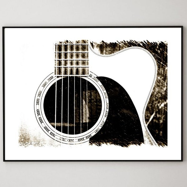 Modern Guitar Art Print, Music Decor, Guitar Gifts, Music Wall Art, Musical Instrument, Photography, Restaurant Art, Acoustic Guitar Art