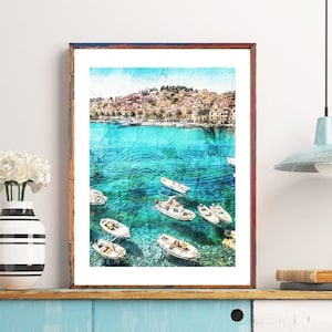 Croatia print, Croatia travel poster, Croatia wall art, Croatia travel print, travel wall art, Dubrovnik City Skyline Painting, European