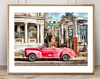 Abstract Car Print, Surrealism Art Print, Cuban Photography - Cuban Wall Decor - Havana Cuba Print - Architecture Print - Cuban Art - Travel