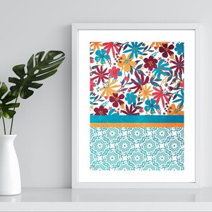Colorful Abstract Floral Print, Boho Flower Print, Rainbow Boho Print, Bohemium Wall Art Print, Boho Nursery Wall Decor, Colorful Wall Art
