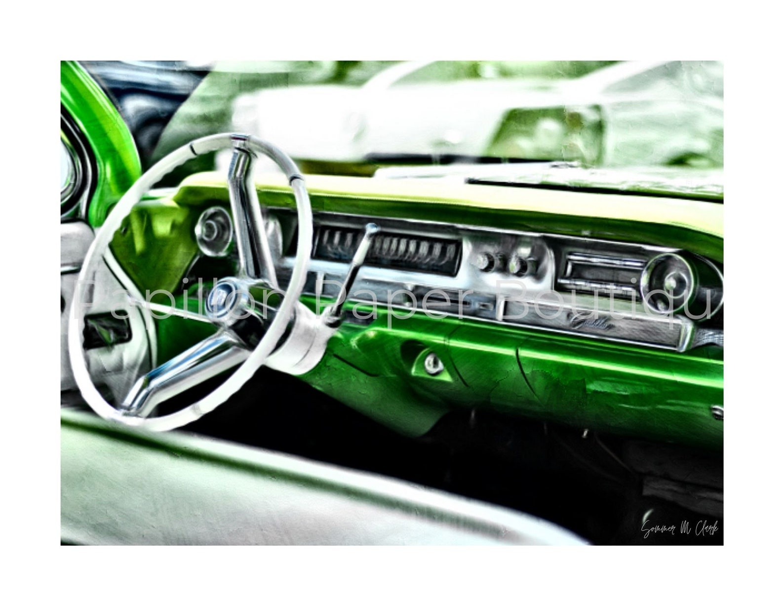 Vintage Car Wall Art, Vintage Car Print, Cadillac Photography, Green