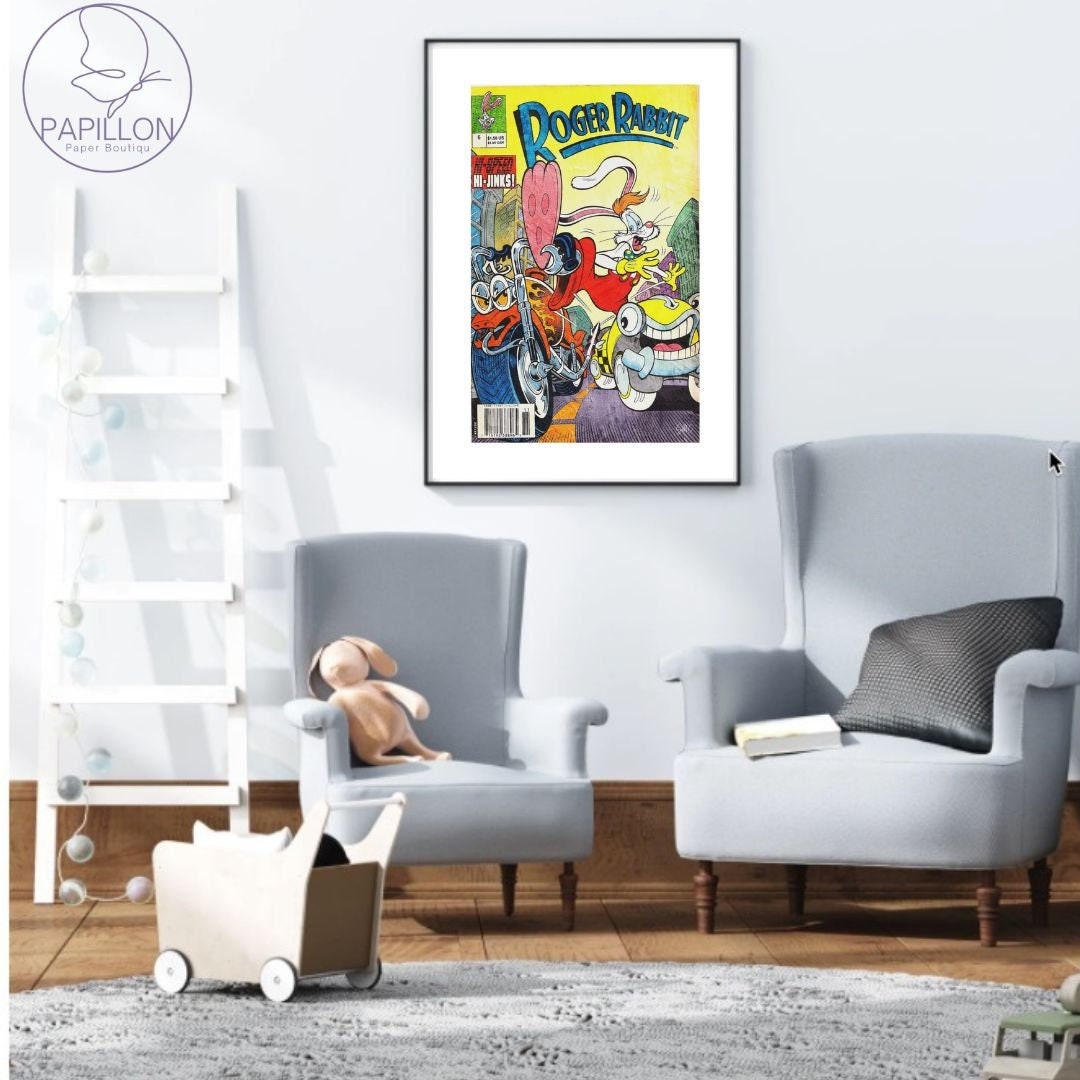 Roger Rabbit Poster, Vintage Comic Poster, Comic Print, Retro 90S Roger