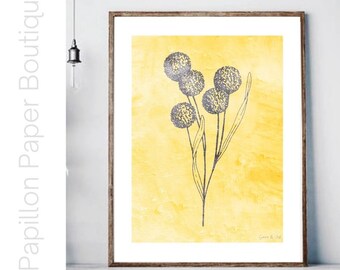 Paardebloemprint, paardebloemschilderij, bloemenschilderij, bloemenprint, bloemenschets, tuinprint, kunst aan de muur kleine meisjeskamer, bloemenkunst aan de muur