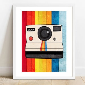 Vintage KameraKunst, Vintage Kamera Wanddruck, Fotografie Druck, Geschenk für Fotografen, Polaroid Kamera Wandkunst, Pop Art Druck, KameraKunst