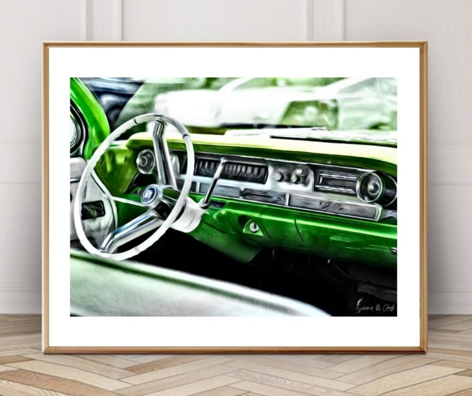 Vintage Car Wall Art, Vintage Car Print, Cadillac Photography, Green