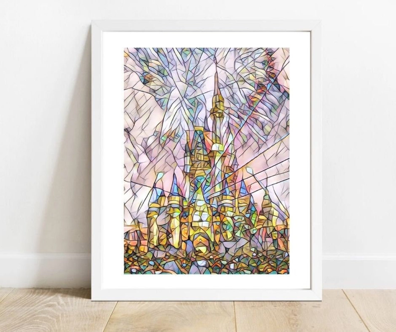 Disneyworld Castle Print, Princess Castle Printable Art, Abstract ...