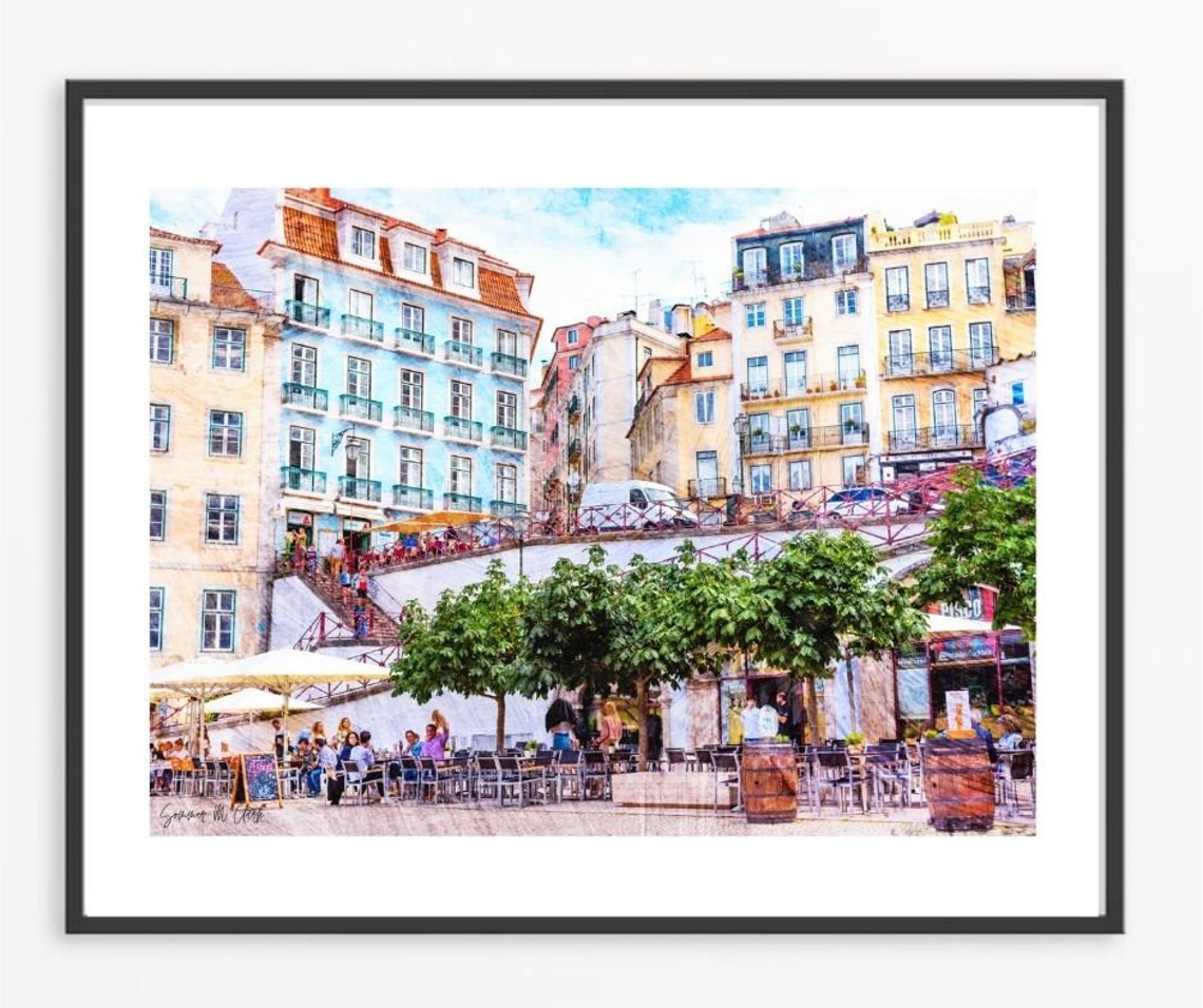 Portugal Wall Art, Colorful Wall Art, Lisbon Architecture, Street Print