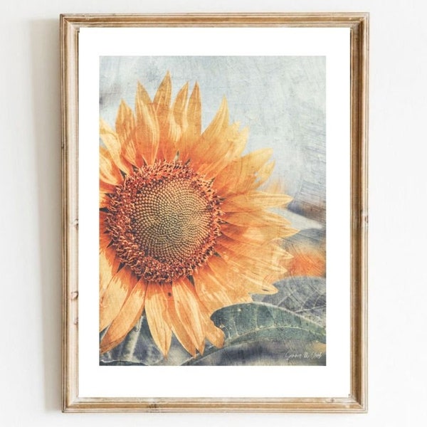 Sunflower Painting Print, Sunflower Art, Sunflower Photograph, Instant Wall Art, Minimalist Wall Art, Sunflower Nursery Decor, Home Wall Art