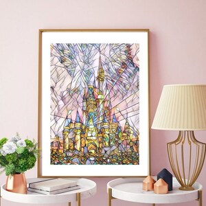 Disneyworld Castle Print, Princess Castle Printable Art, Abstract ...