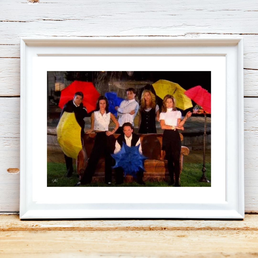 TV Show Art Print, Friends TV Show Oil Print, Umbrella Friends