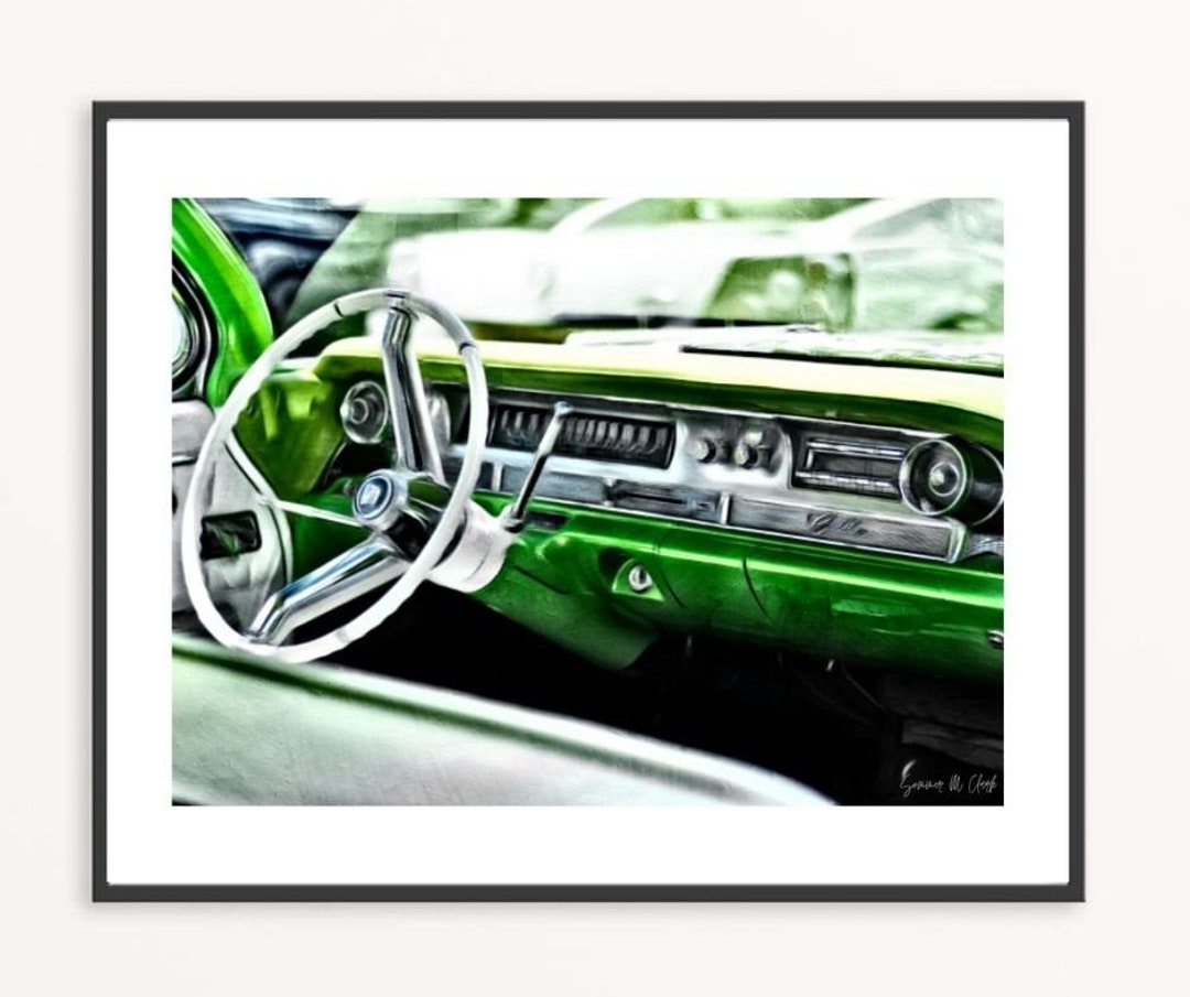 Vintage Car Wall Art, Vintage Car Print, Cadillac Photography, Green