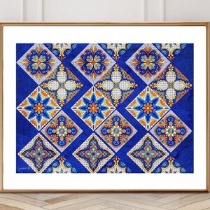 Mosaic Wall Art, Mosaic Print, Colorful Wall Art, Blue Wall Art, Boho Wall Art, Modern Art Print, Abstract Painting, INSTANT DOWNLOAD