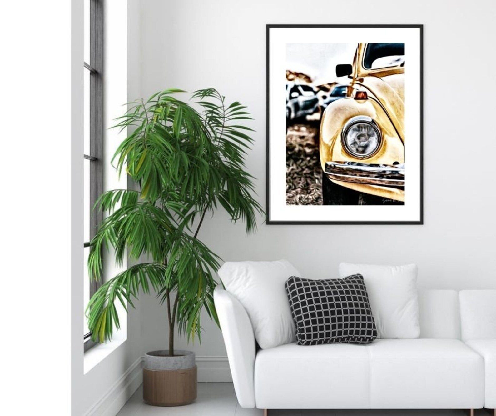 Yellow VW Wall Art VW Art Vintage Car Print Retro Art Etsy