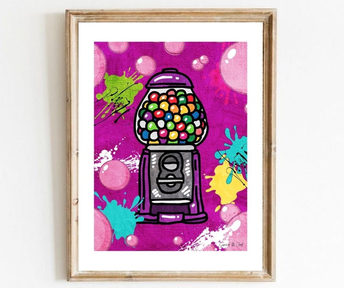 bubble-gum-art-print-bubble-gum-pop-art-modern-wall-art-etsy