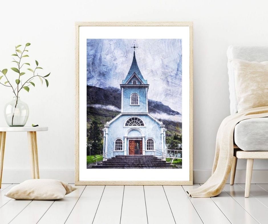 Church Art Print Church Painting Church Sign Farmhouse | Etsy