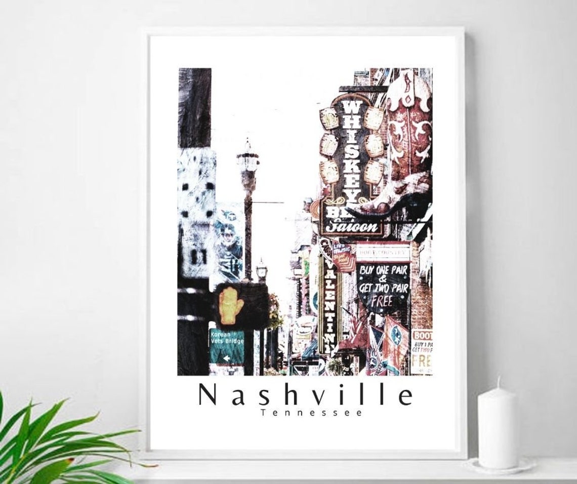 Nashville print poster Nashville wall art Nashville Etsy